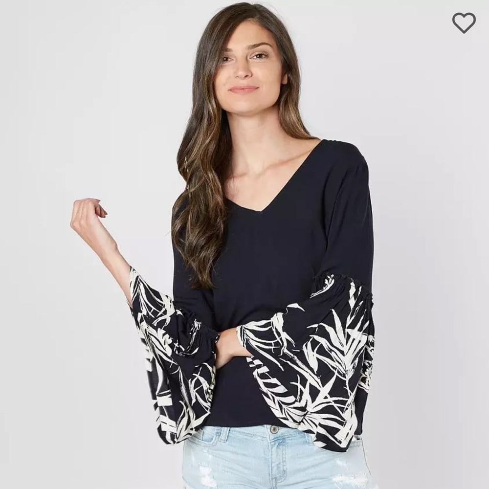 Billabong Island Folk Pieced Crinkle Top